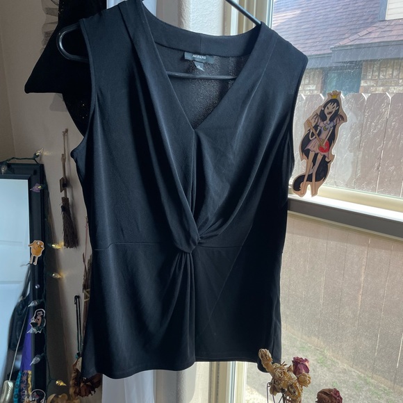 Alfani casual black front knot sleeveless v-neck blouse - Picture 7 of 10